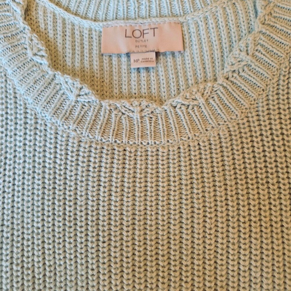 Ann Taylor Loft mint green sleeveless cotton sweater size medium petite